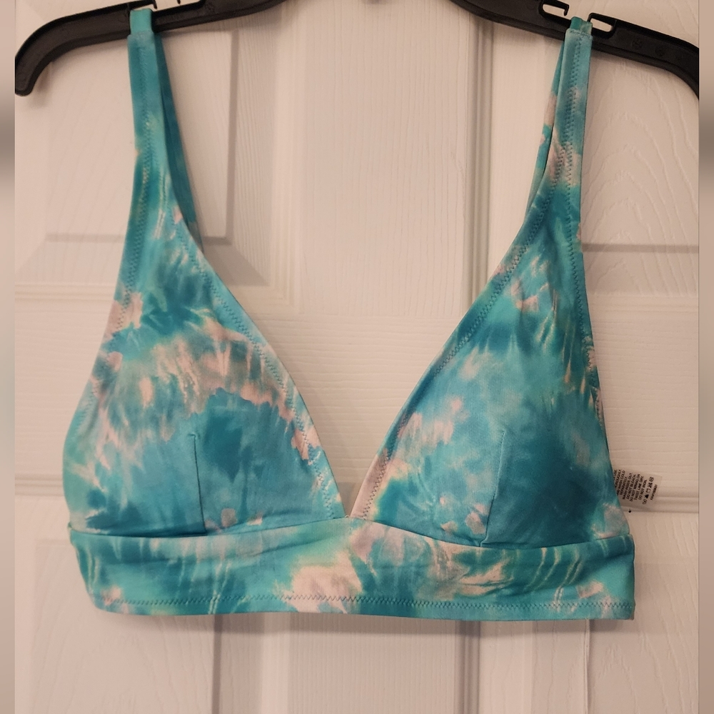 Calme by Johnny Was Bikini Top in Blue multi tie-dye adjustable size XS - Picture 4 of 9